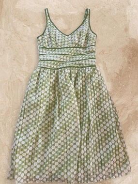 Y2K Green Polka Dot Dress Size 6 Cato’s Babydoll Fit Flare Fairy Grunge